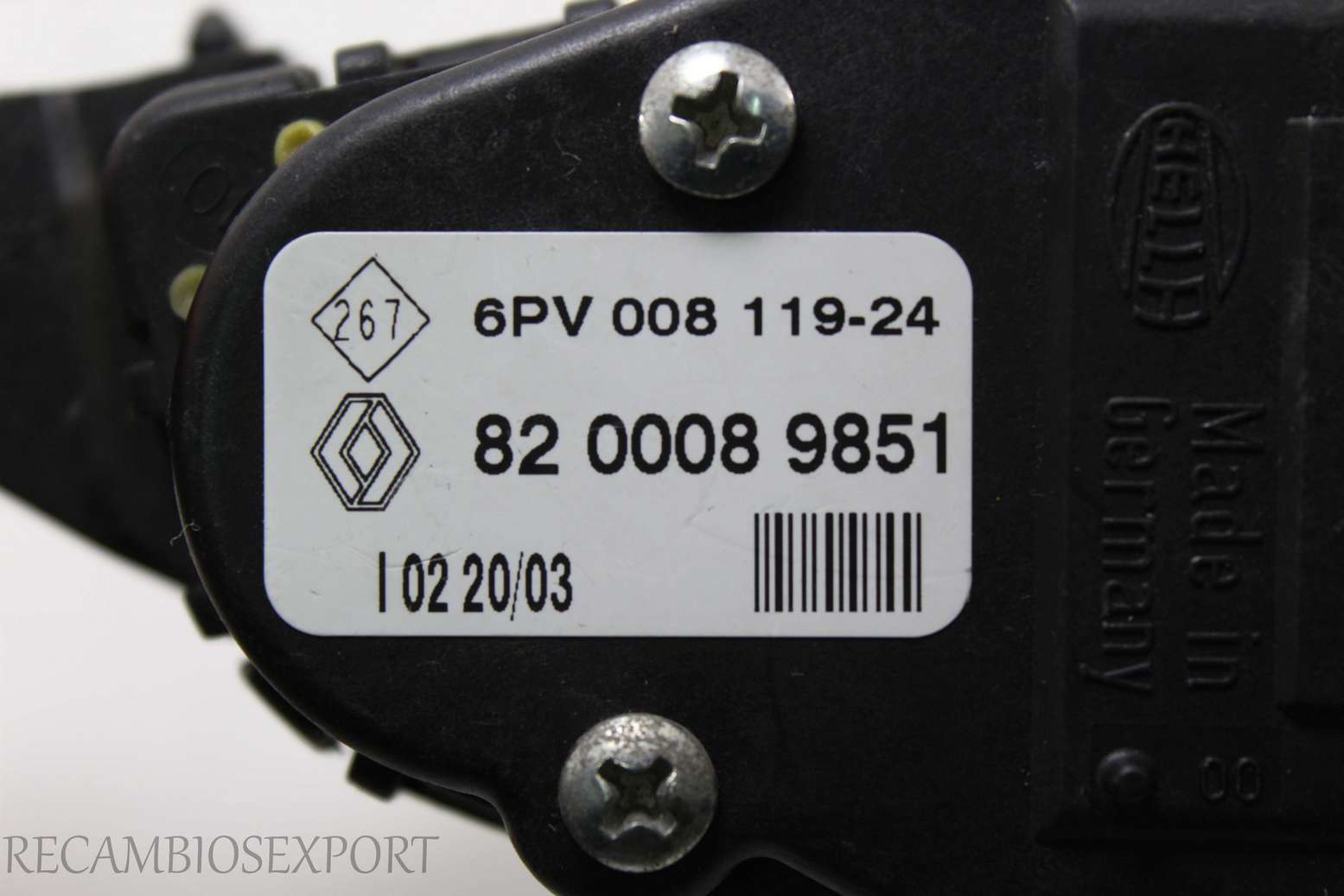 Pedal Acelerador Renault Clio 8200089851 82 0008 9851 6PV00811924 6PV