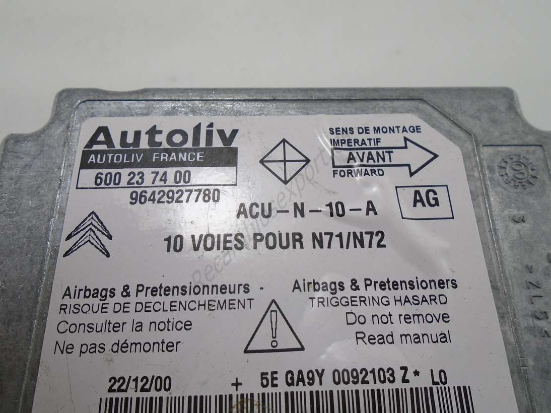 Airbag Centralita Citroen Xsara 9642927780 AG AUTOLIV 600237400 600 23 74 00 - foto 2