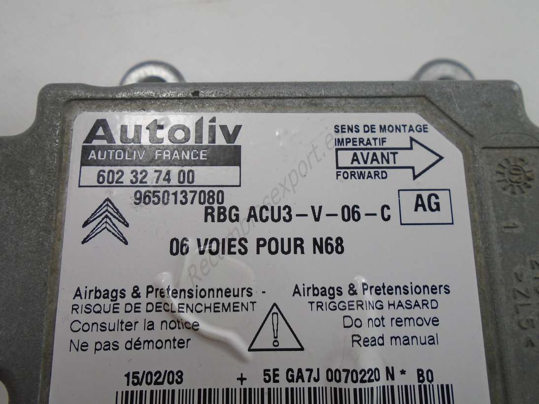 Airbag Centralita Crash Sensor Citroen Xsara Picasso AUTOLIV 602327400 602 32 74 00 9650137080 AG - foto 2