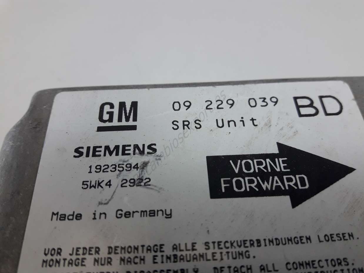 Centralita Airbag Opel Vectra B GM 09 229 039 BD 09229039BD 09229039 BD SIEMENS 1923594 5WK42922 5WK4 2922 - foto 2