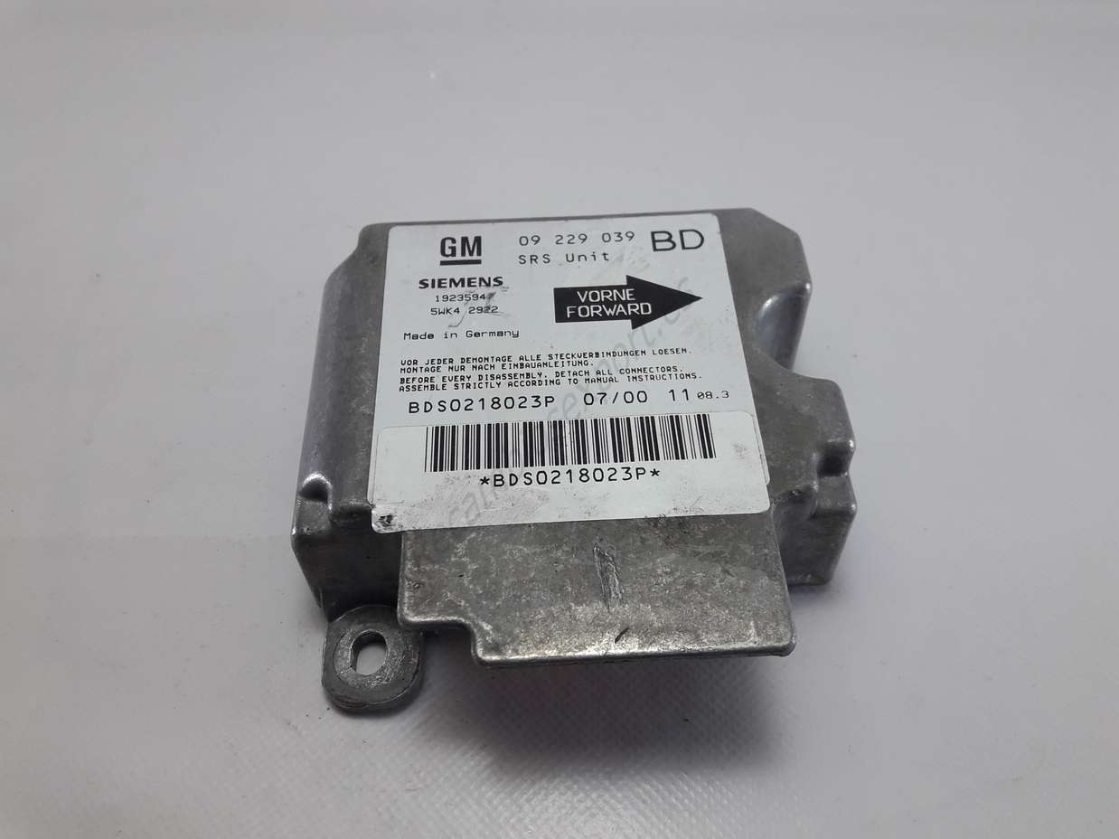 Centralita Airbag Opel Vectra B GM 09 229 039 BD 09229039BD 09229039 BD SIEMENS 1923594 5WK42922 5WK4 2922 - foto 1