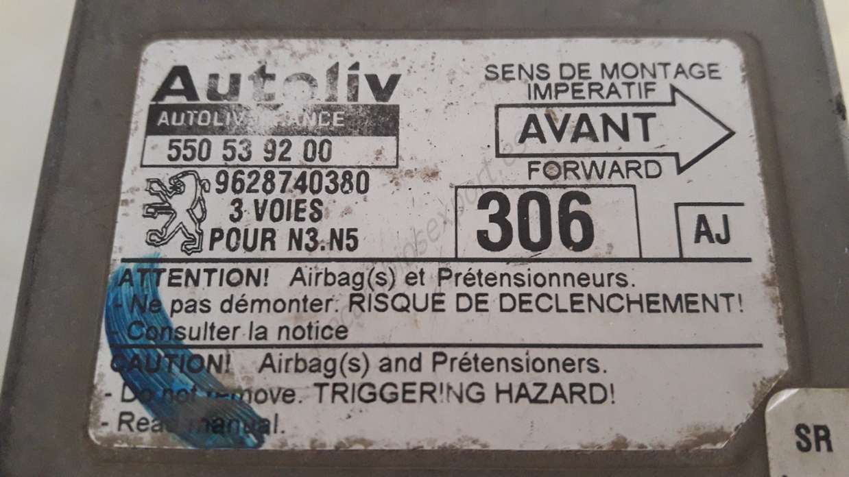 Centralita Airbag Peugeot 306 9628740380 AJ AUTOLIV 550 53 92 00 550539200 - foto 2