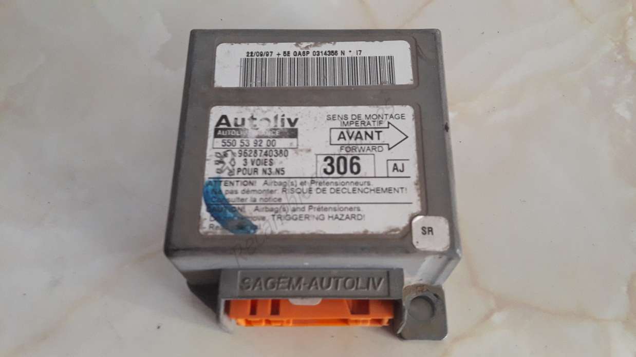 Centralita Airbag Peugeot 306 9628740380 AJ AUTOLIV 550 53 92 00 550539200 - foto 1