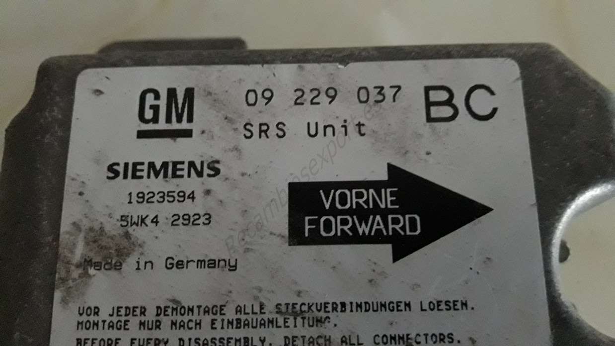 Centralita Airbag Opel Astra Zafira 09229037BC 09229037 BC 09 229 037 BC  SIEMENS 5WK42923 5WK4 2923 - foto 2