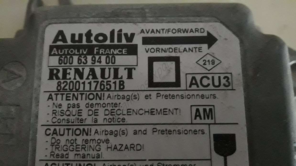 Airbag Centralita Renault Megane 8200117651B AM Autoliv 600639400 600 63 94 00 - foto 2
