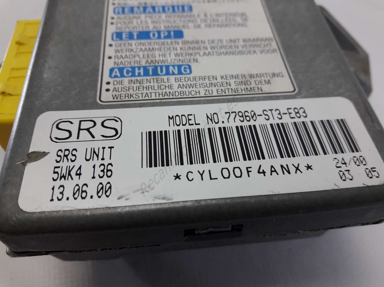 Airbag Centralita Honda civic srs 77960-st3-e83 77960ST3E83 Siemens 5wk4136 5wk4 136 - foto 2
