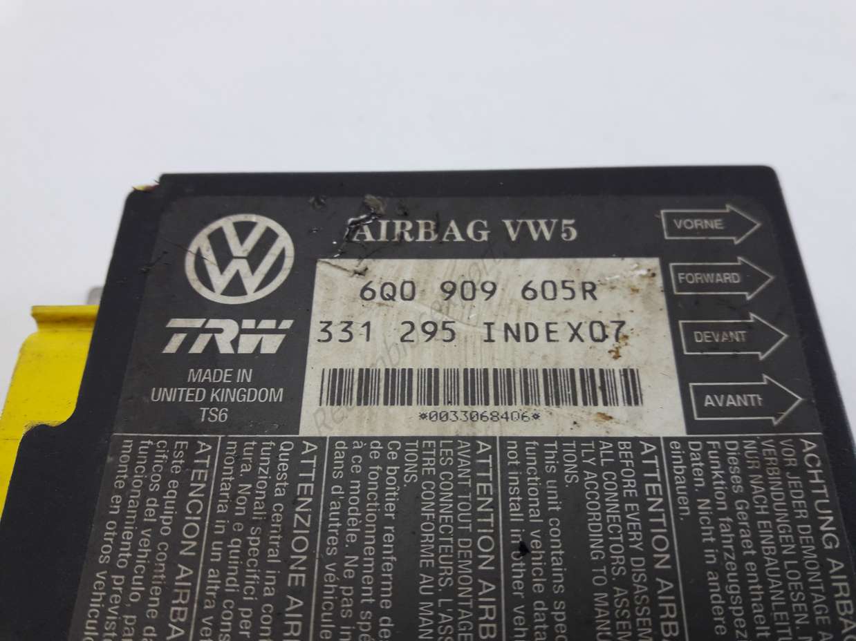 Airbag centralita sensor vw polo seat ibiza index 07 6q0909605r 6q0 909 605r 6qo909605r trw 331 295 - foto 2