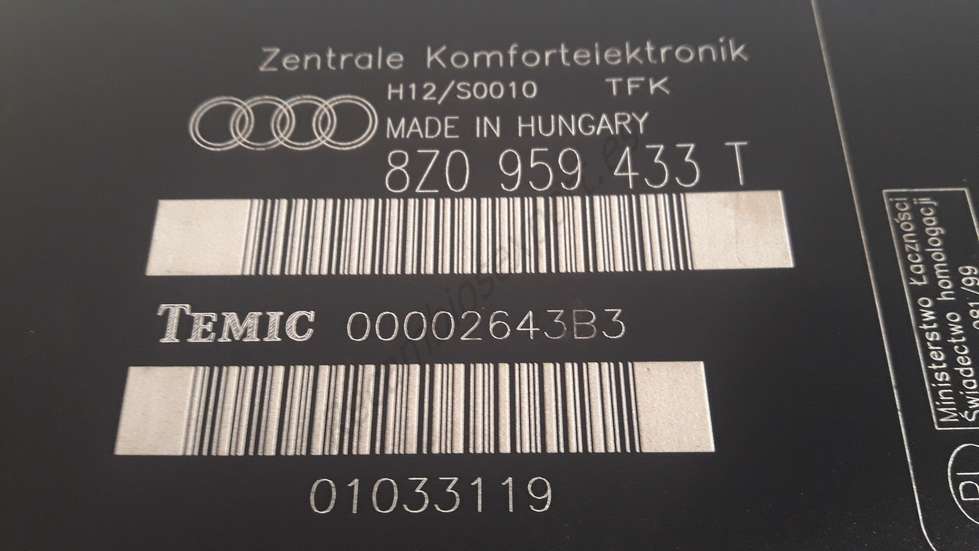 Komfortsteuergerät Audi A2 8Z0959433T 8Z0 959 433 T TEMIC 00002643B3 - foto 2
