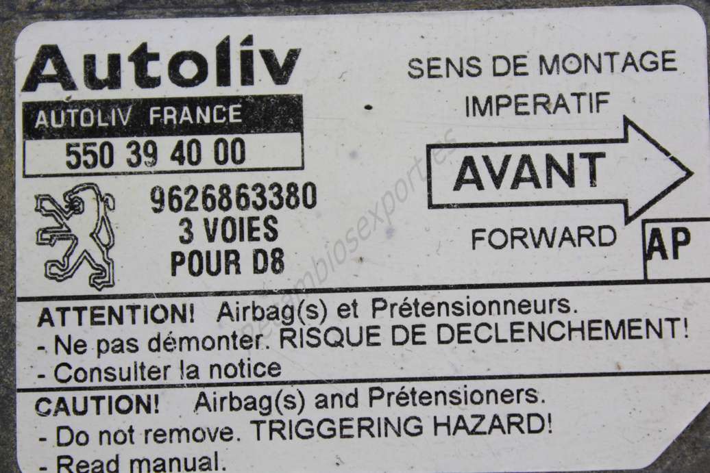 Centralita AIRBAG PEUGEOT AUTOLIV 550394000 550 39 40 00 9626863380 AP - foto 2