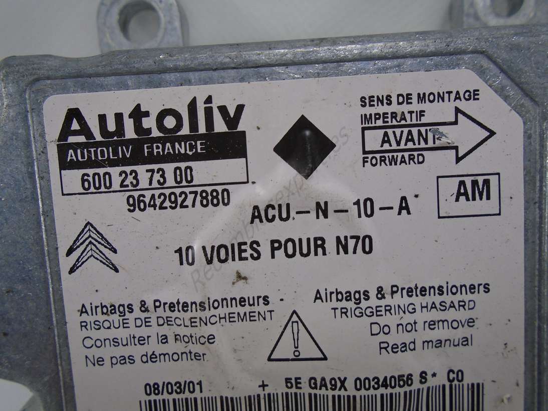 Centralita Airbag Citroen Xsara 9642927880 Autoliv 600237300 600 23 73 00 AM - foto 2