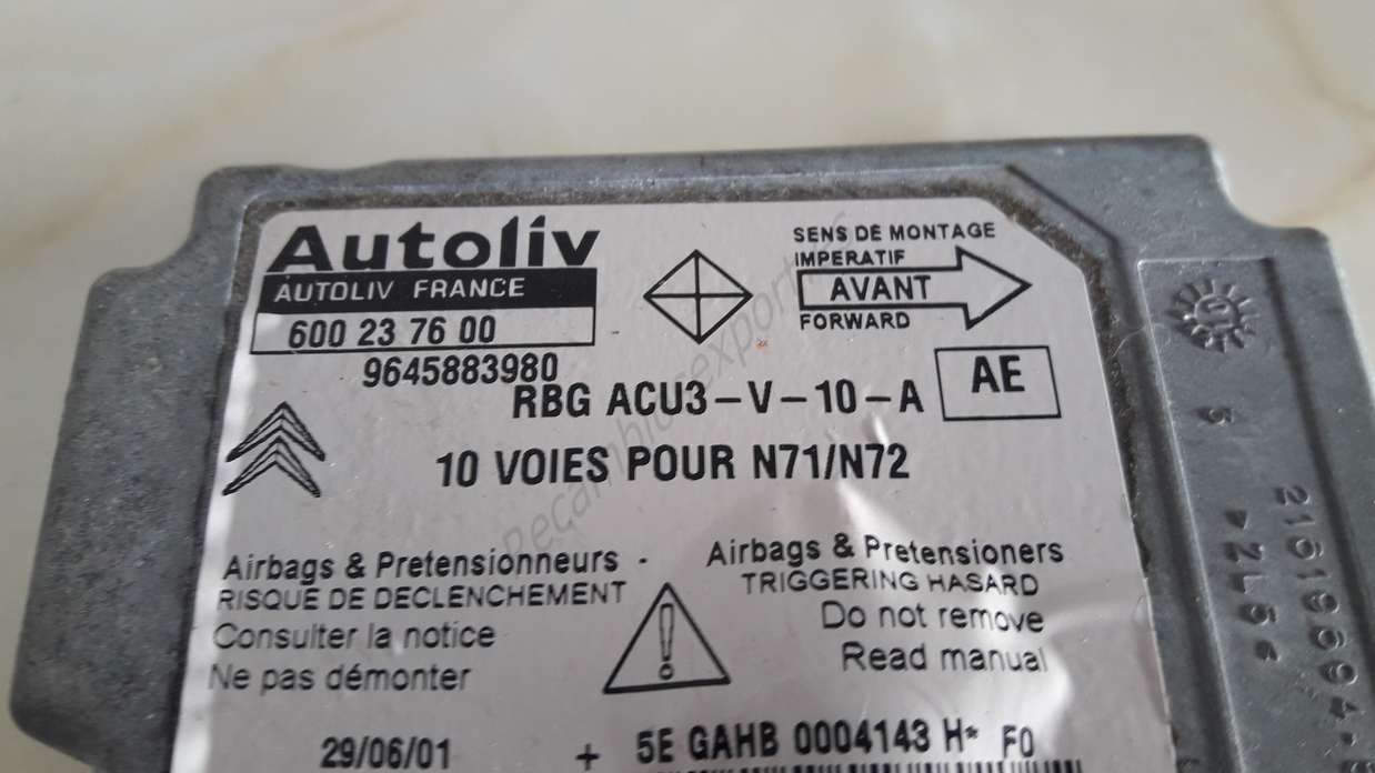Centralita Airbag Citroen Xsara AE 96 458 839 80 9645883980 AE Autoliv 600 23 76 00 600237600 - foto 2
