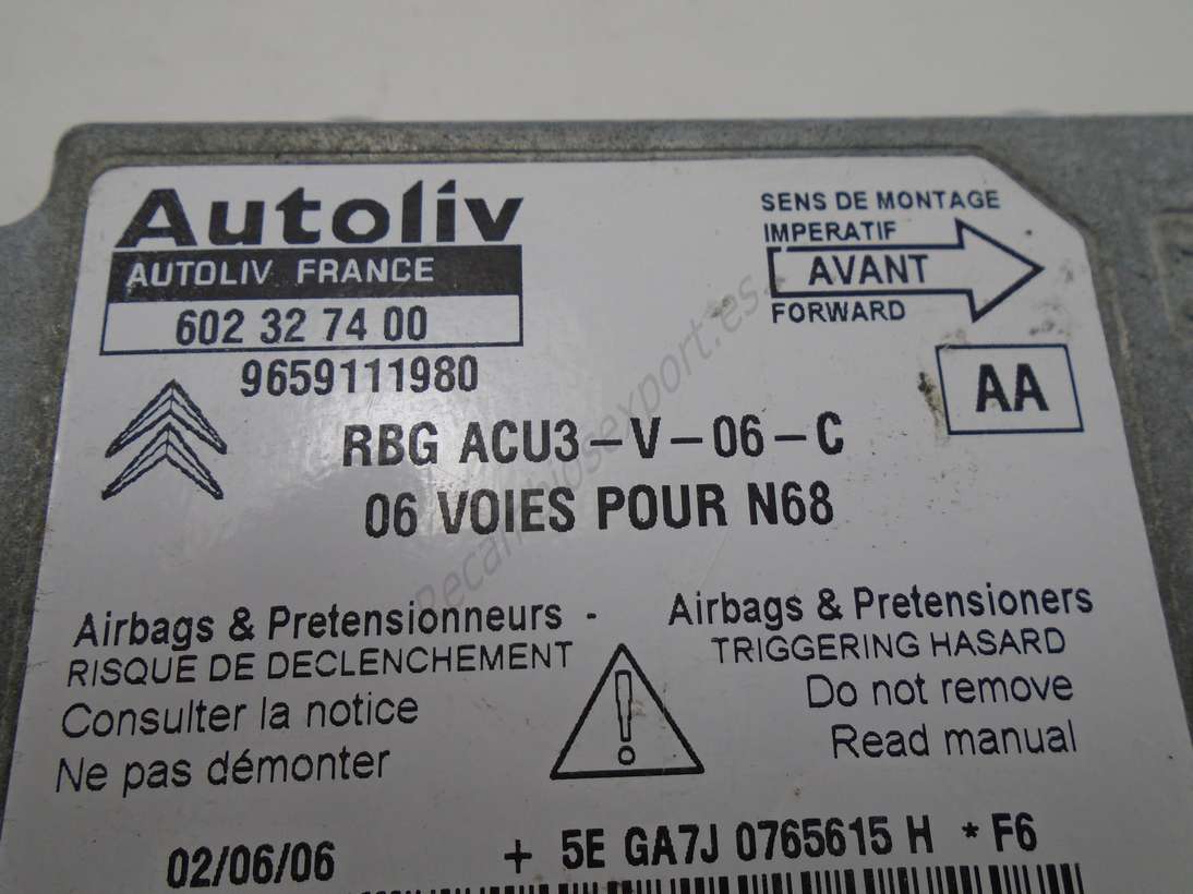 Centralita Airbag Citroen Xsara Picasso 9659111980 AA Autoliv 602327400 602 32 74 00 - foto 2