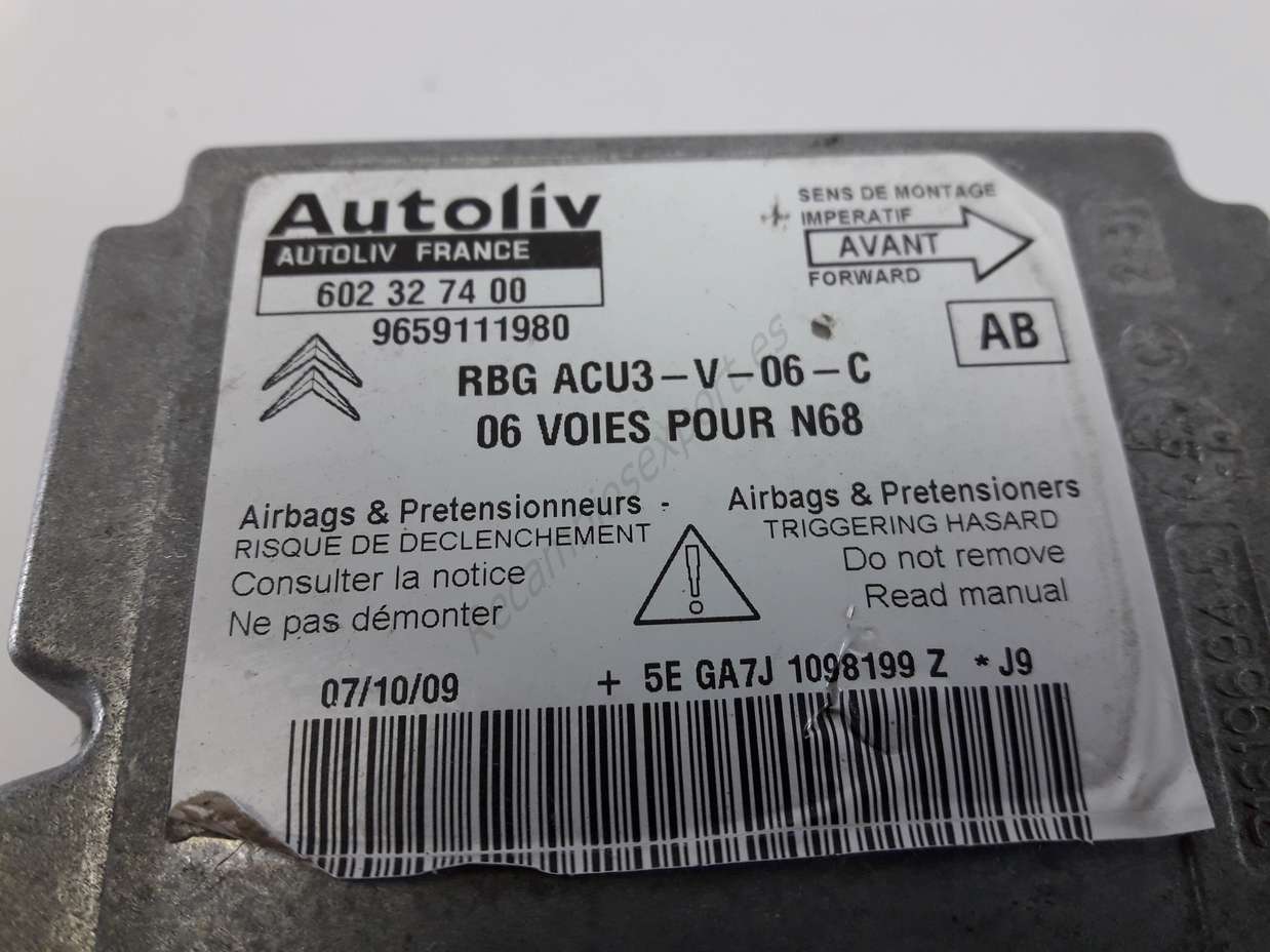 Centralita Airbag Citroen Xsara Picasso 9659111980 (AB) AUTOLIV 602327400 602 32 74 00 - foto 2