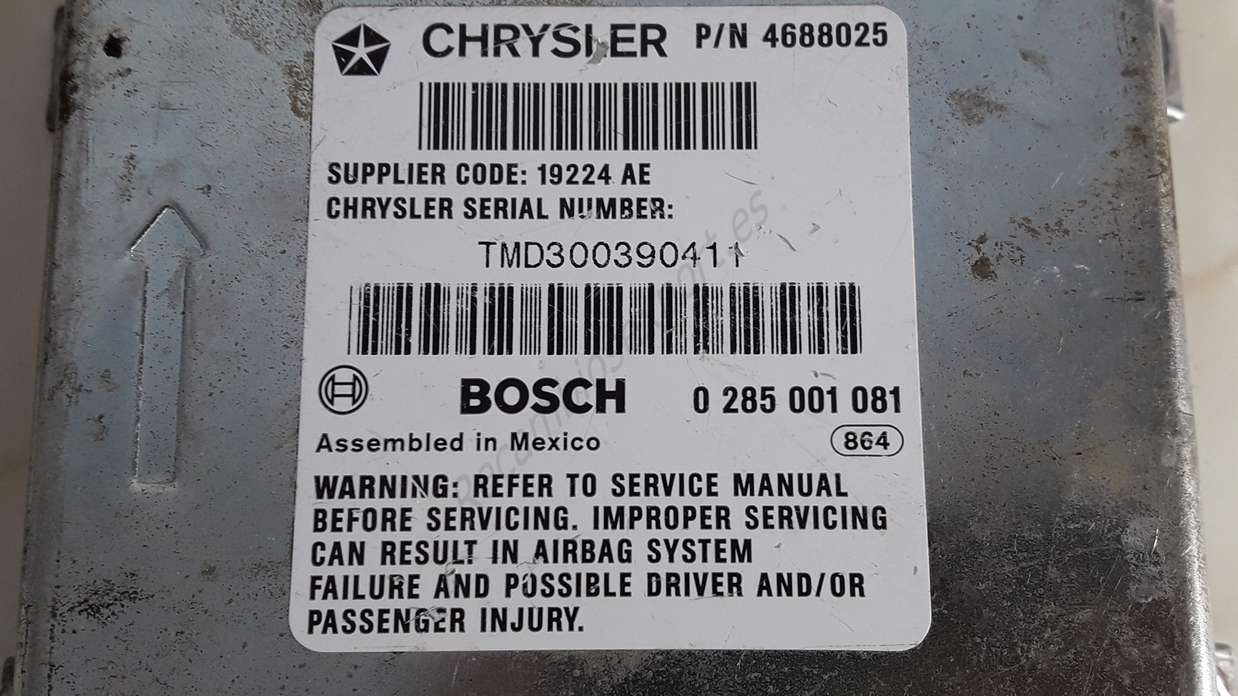 Centralita Airbag Crash Sensor Chrysler Voyager 0285001081 4688025 19224AE 19224 AE BOSCH  0 285 001 081 - foto 2