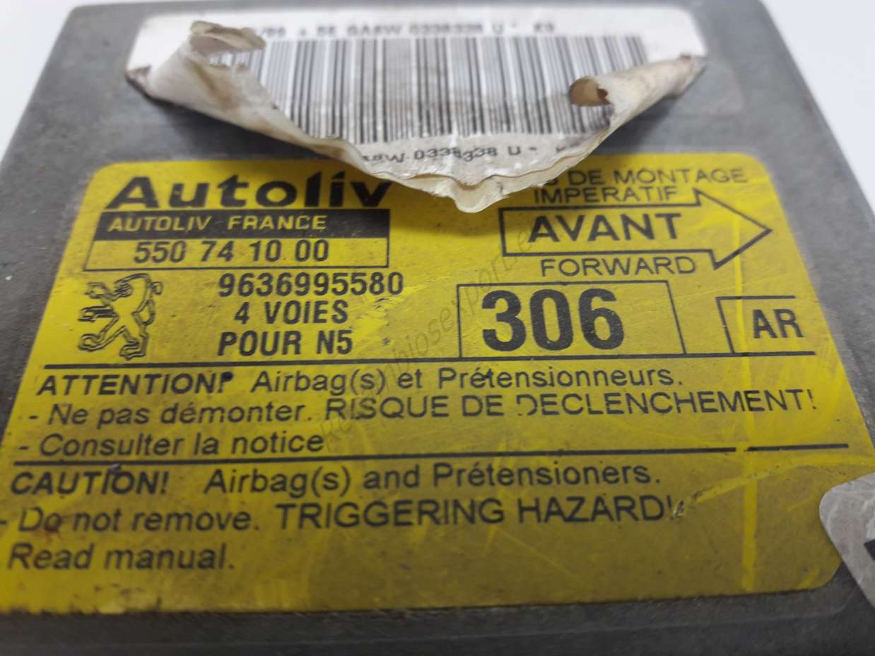 Centralita Airbag Crash Sensor Peugeot 306 9636995580 AR AUTOLIV 550741000 550 74 10 00 - foto 2