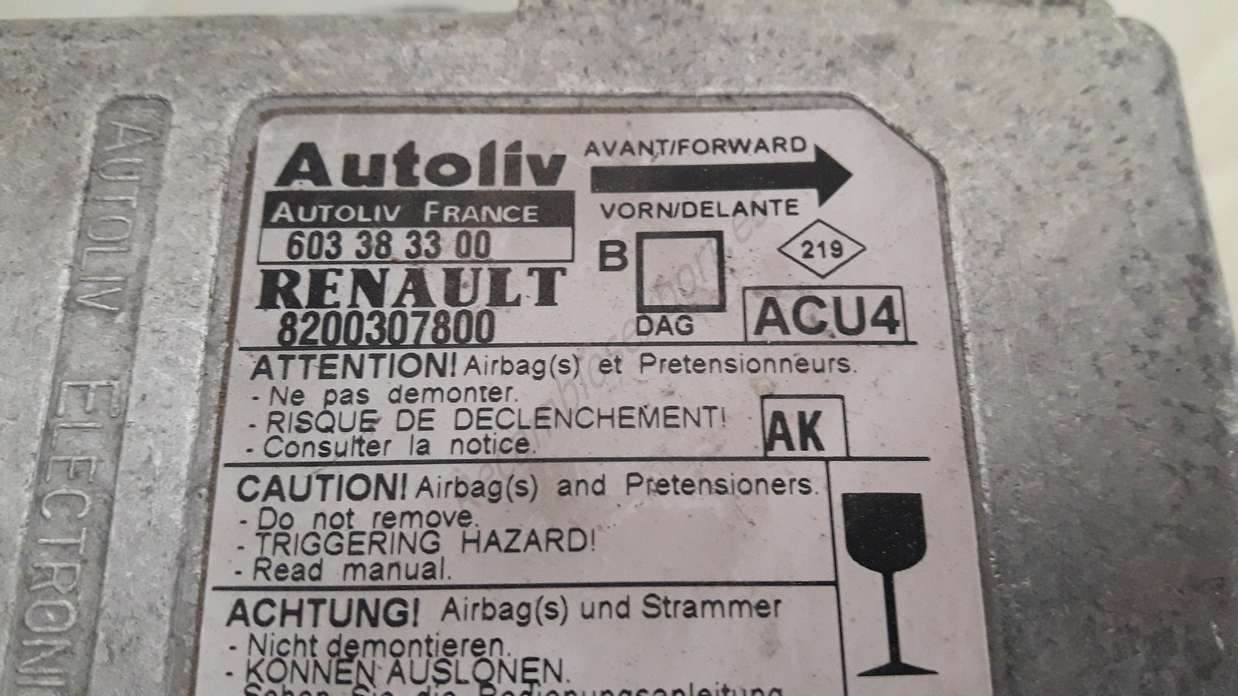 Centralita Airbag Crash Sensor Renault Megane II Autoliv ACU4 AK 8200307800 Autoliv 603383300 B 603 38 33 00 - foto 2