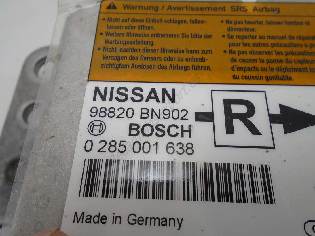 Centralita Airbag Nissan Almera 98820BN902 98820 BN902 Bosch 0285001638 0 285 001 638 - foto 2