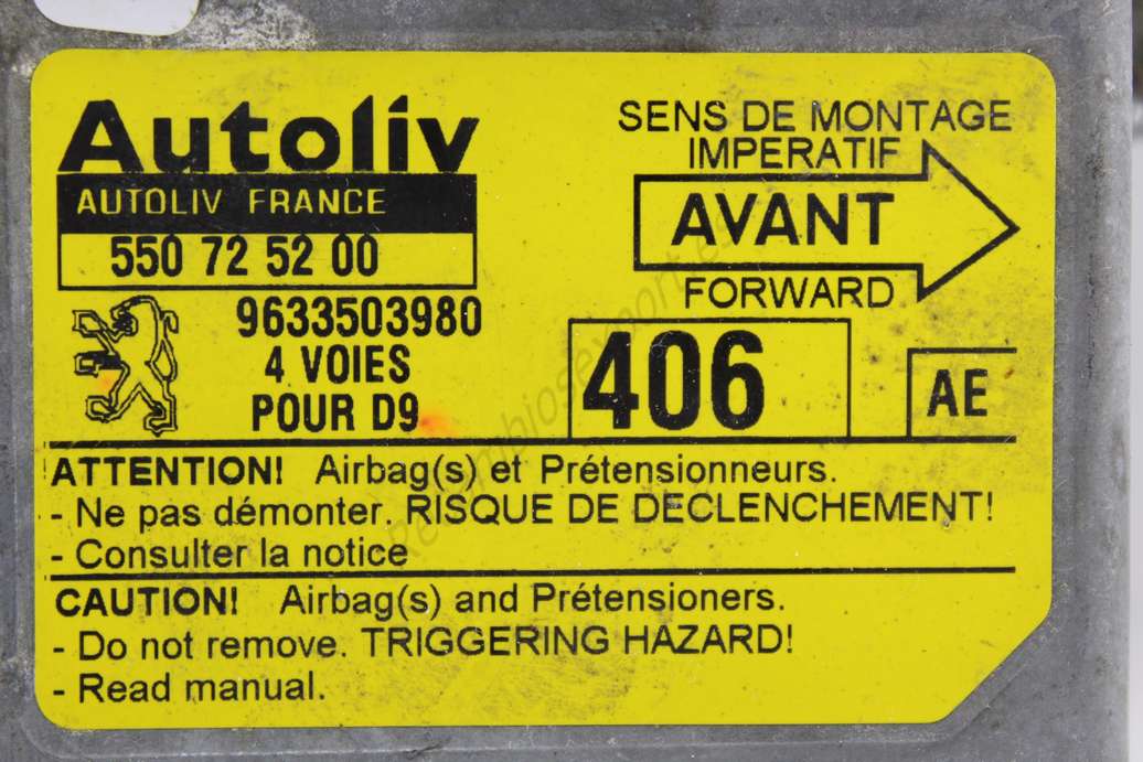 Centralita Airbag Peugeot 406 AE 9633503980 AUTOLIV 550725200 550 72 52 00 - foto 2