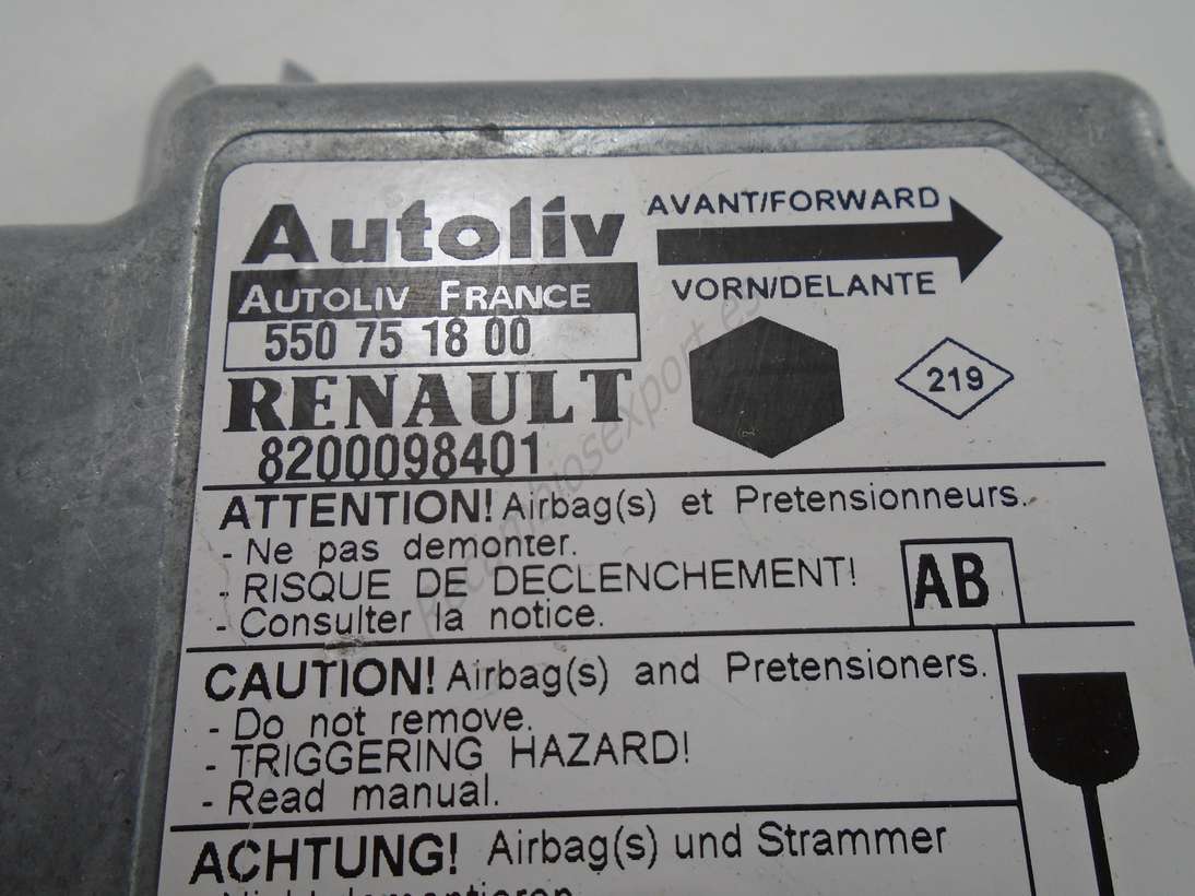 Centralita Airbag Renault Kangoo 8200098401 AB AUTOLIV 550751800 550 75 18 00 - foto 2