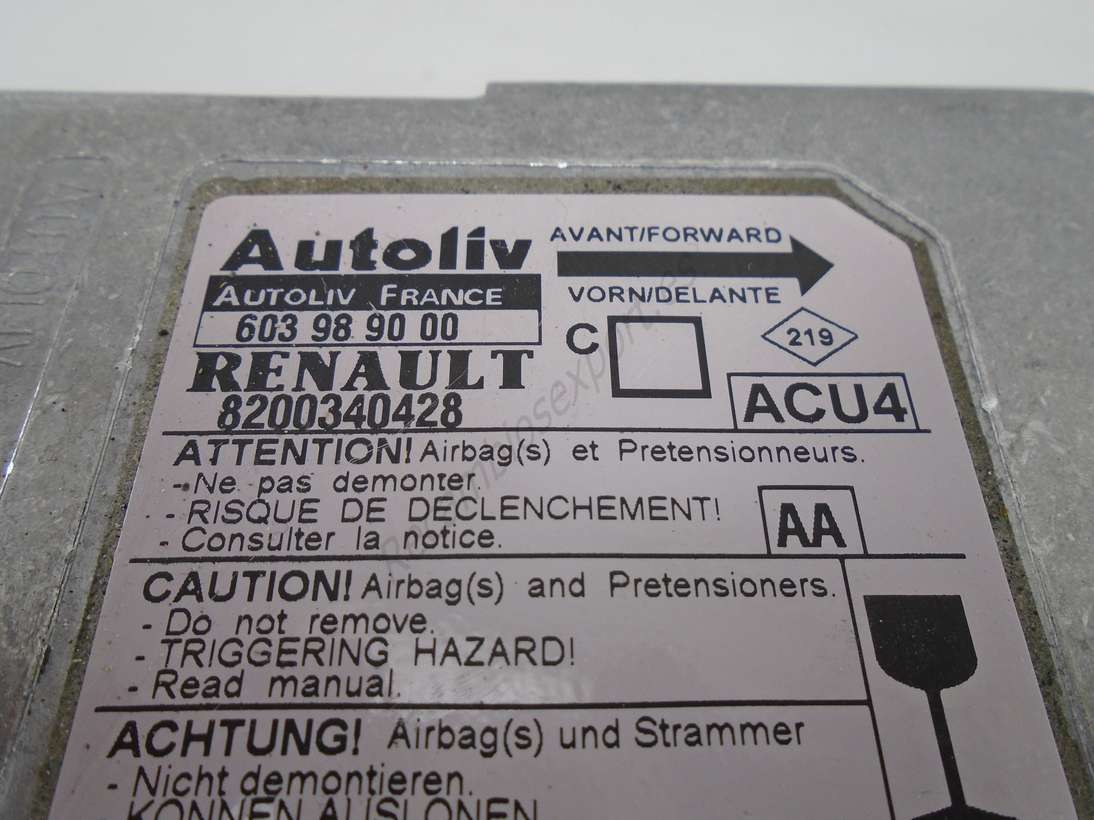 Centralita Airbag Renault Megane 8200340428 Autoliv 603989000 603 98 90 00 ACU4 AA - foto 2