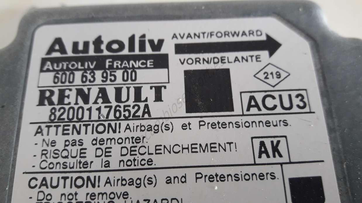 Centralita Airbag Renault Scenic 8200117652A AK Autoliv 600 63 95 00 - foto 2