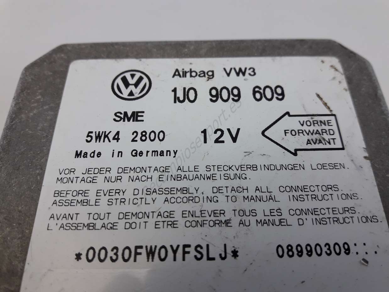 Centralita Airbag crash sensor VW Volkswagen Golf Vento VW3 1J0909609 1J0 909 609 1JO909609 SIEMENS 5WK42800 5WK4 2800 - foto 2