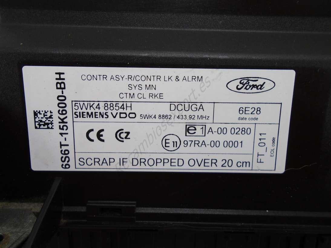Centralita Confort Ford Fiesta 6S6T15K600BH 6S6T-15K600-BH 5WK48854H 5WK4 8854H - foto 2