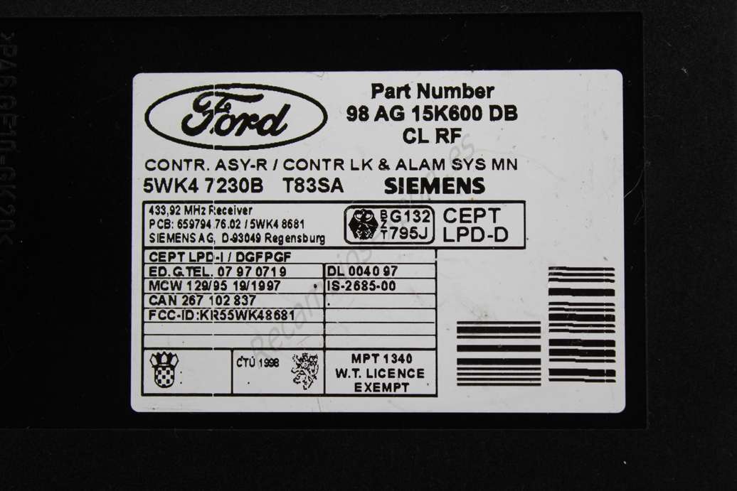 Centralita Confort Ford Focus 98AG15K600DB 98 AG 15K600 DB SIEMENS 5WK47230B 5WK4 7230B - foto 2