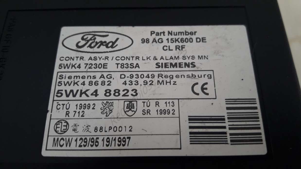 Centralita Confort Ford Focus Mondeo 98AG15K600DE 98 AG 15K600 DE 98AG15K600DECLRF Siemens 5WK48823 5WK4 8823 5WK47230E 5WK4 7230E - foto 2
