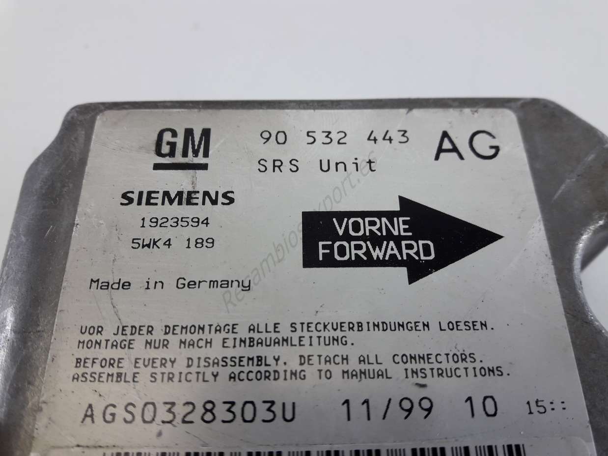 Centralita airbag Opel Corsa B GM 90532443AG 90532443 90 532 443 AG SIEMENS 5WK4189 5WK4 189 - foto 2