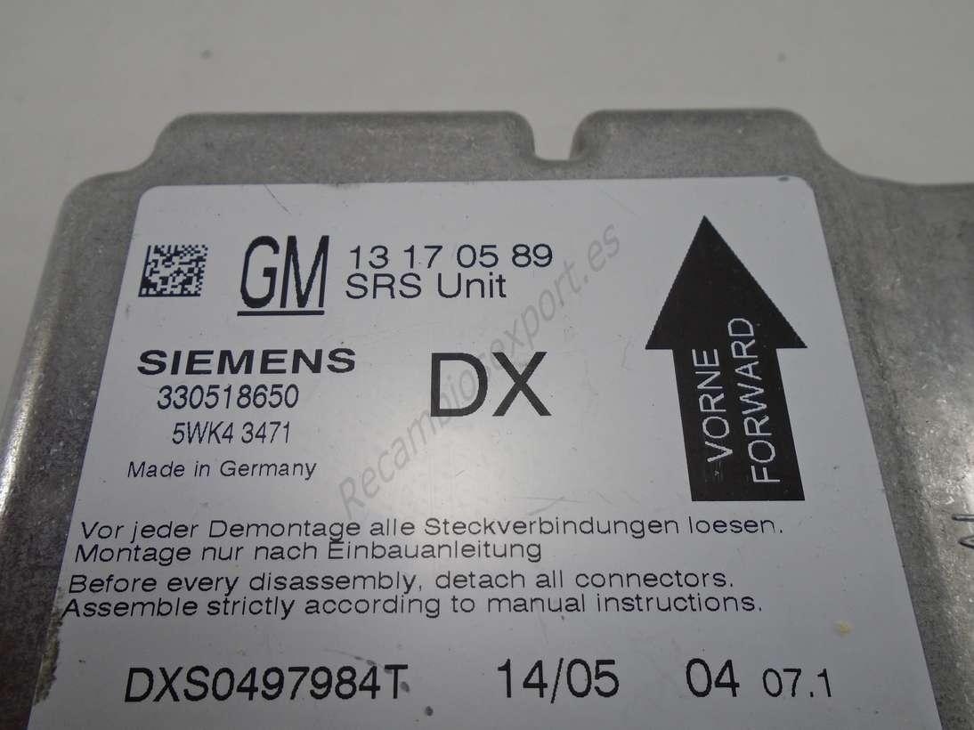Centralita airbag Opel Vectra Signum 13 17 05 89 13170589 Siemens 5WK4 3471 5WK43471 - foto 2