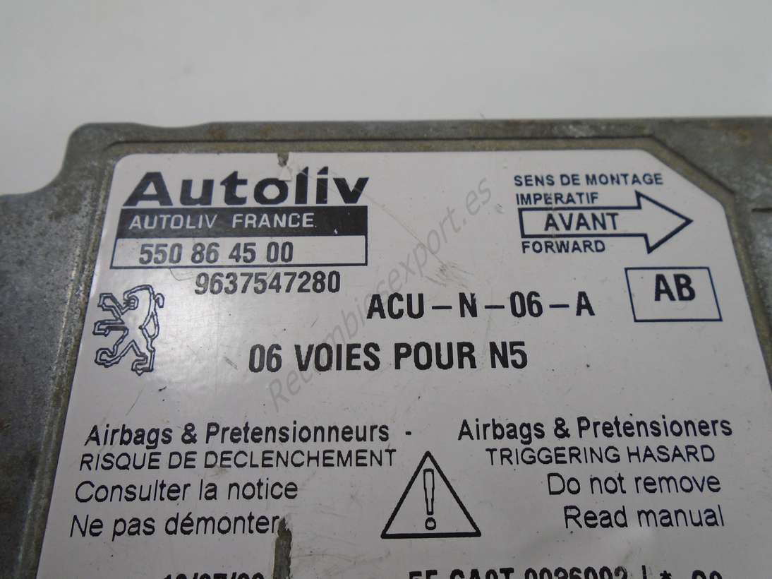 Centralita airbag Peugeot 9637547280 Autoliv 550864500 550 86 45 00 AB - foto 2