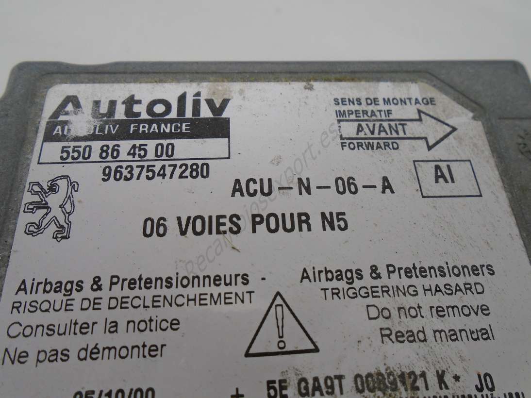 Centralita airbag Peugeot 9637547280 Autoliv 550864500 550 86 45 00 AI - foto 2