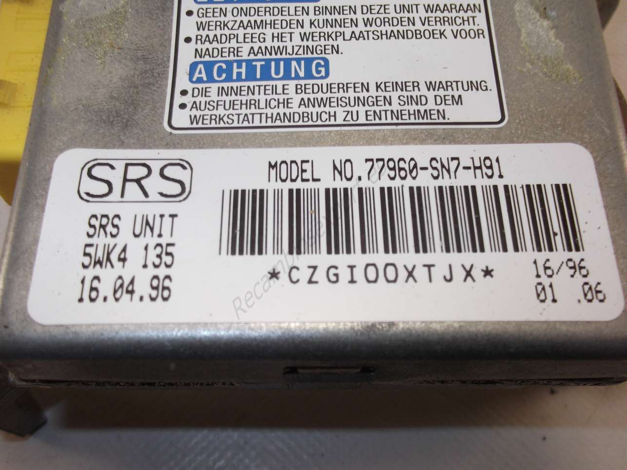 Centralita airbag honda accord berlina 5wk4135 77960sn7h91 - foto 2