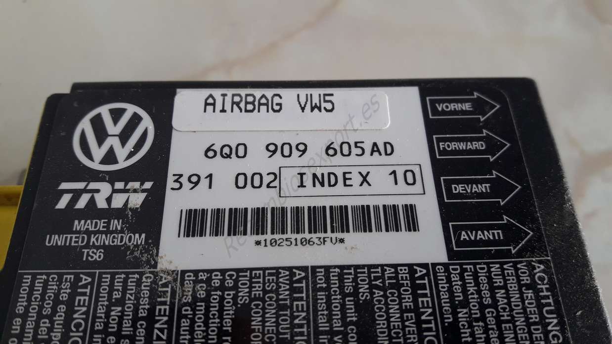 Centralita airbag seat ibiza 6q0909605ad 6q0 909 605 ad trw 391 002 391002 index 10 - foto 2