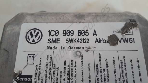 Centralita airbag volkswagen golf bora seat leon 1c0909605a 1c0 909 605 a 1co909605a index 08 siemens 5wk43122 5wk4 3122 - foto 2
