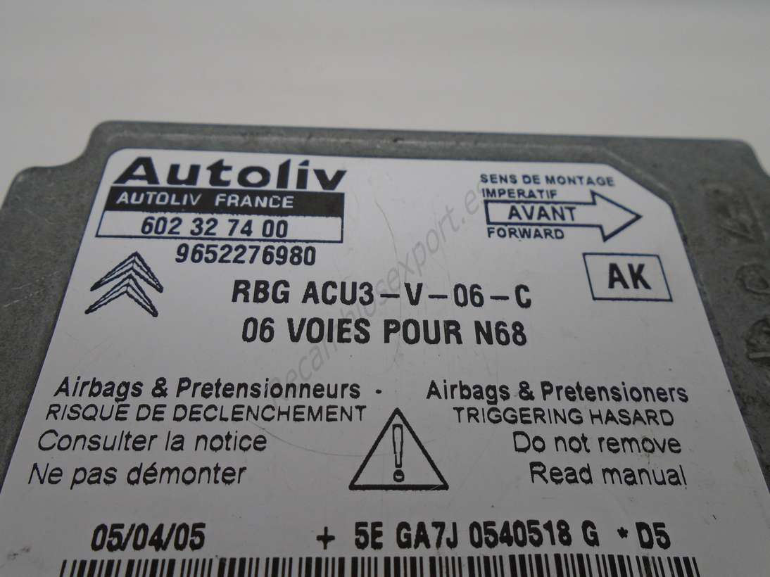 Centralita de Airbag Citroen Xsara Picaso 9652276980 AK Autoliv 602327400 602 32 74 00 - foto 2