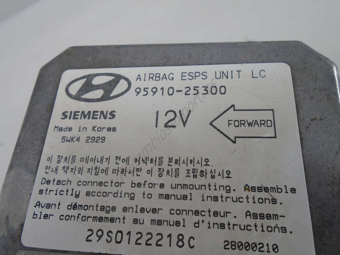 Centralita de airbag Hyundai Accent ESPS UNIT LC 9591025300 95910-25300 Siemens 5WK42929 5WK4 2929 - foto 2