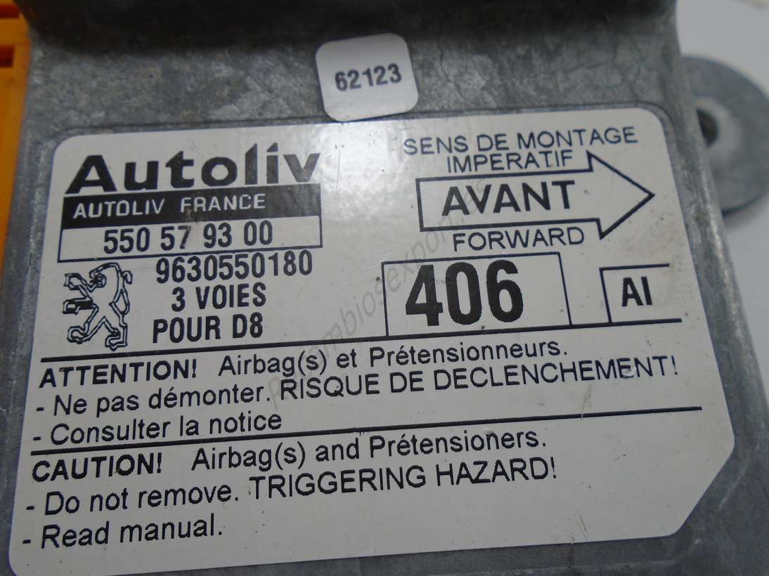 Centralita de airbag Peugeot 406 9630550180 Autoliv 550579300 550 57 93 00 - foto 2