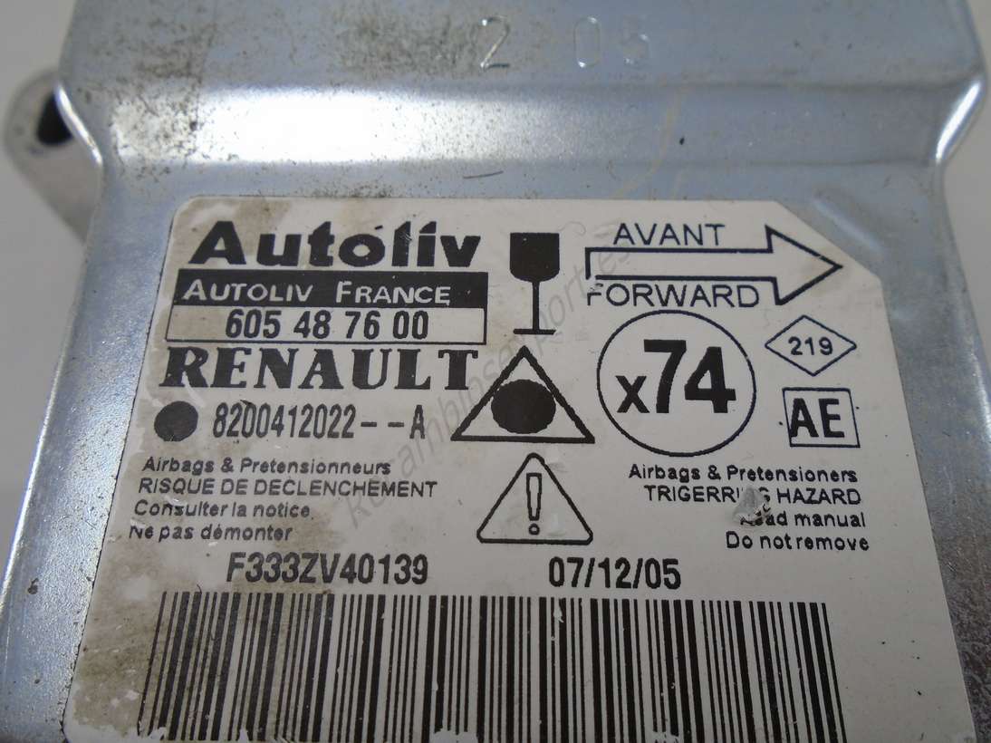 Centralita de airbag Renault Laguna 8200412022A 8200412022--A Autolive 605487600 605 48 76 00 - foto 2