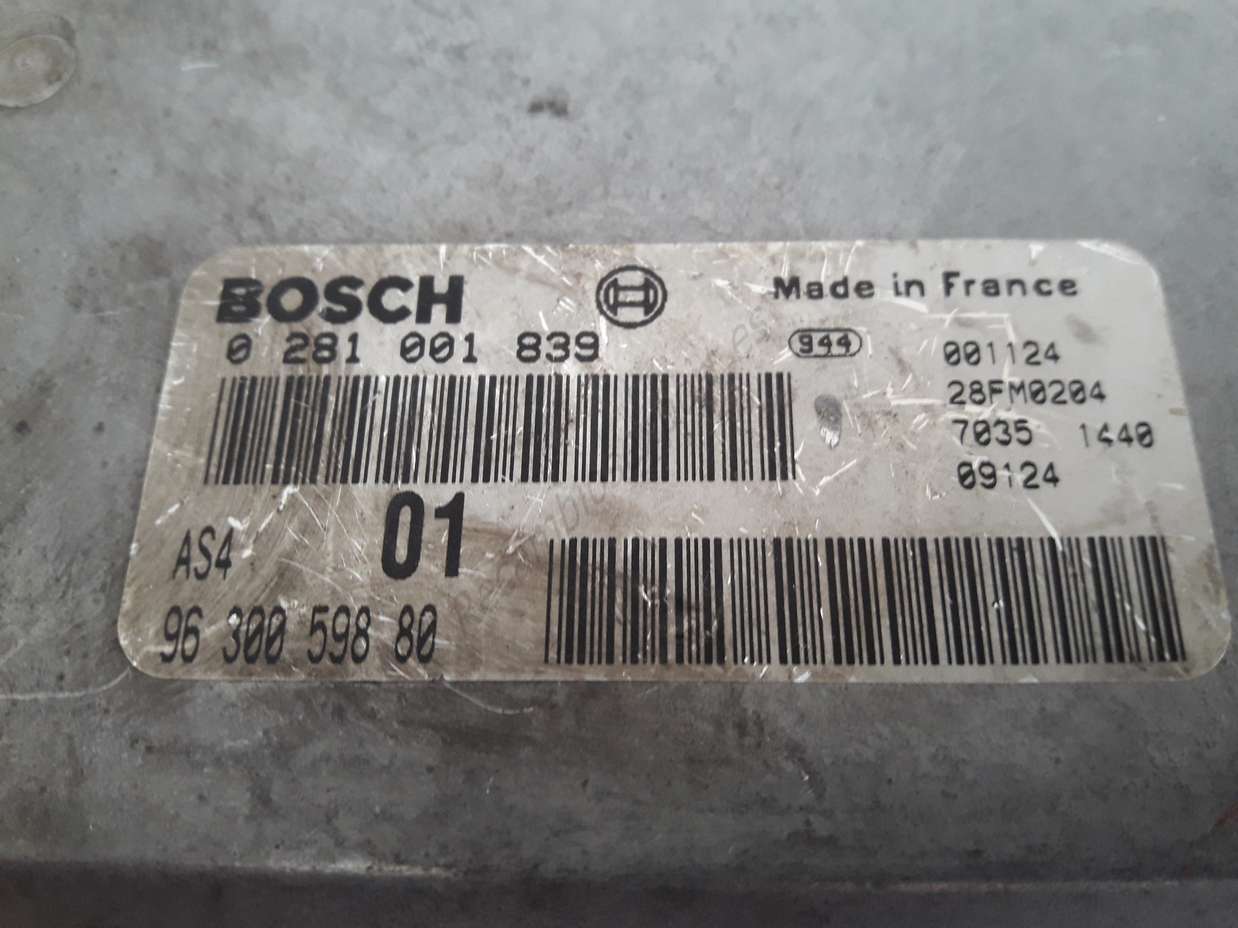 Centralita de motor Grupo PSA Peugeot Citroen 9630059880 96 300 598 80  Bosch 0281001839 0 281 001 839 - foto 2