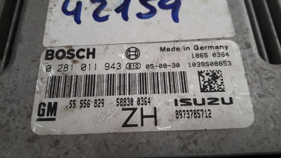Centralita de motor Opel Astra 55556829 ZH ISUZU 8973785712 BOSCH 0281011943 - foto 2