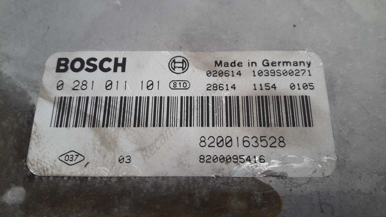 Centralita de motor RENAULT LAGUNA 8200095416 8200163528 BOSCH 0281011101 0 281 011 101 - foto 2