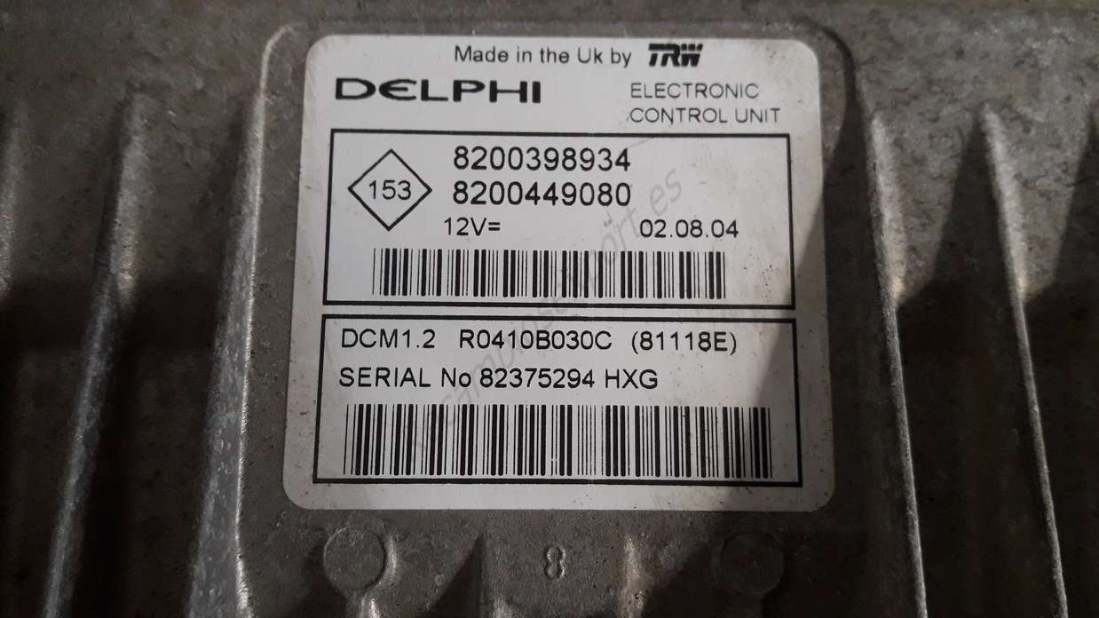 Centralita de motor Renault 8200398934 8200449080 DELPHI R0410B030C - foto 2