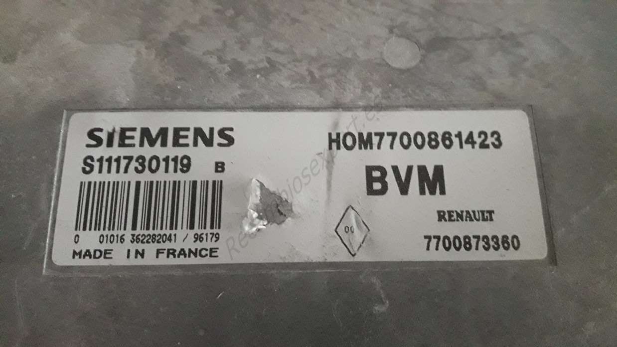 Centralita de motor Renault Clio HOM7700861423 7700873360 SIEMENS S111730119B S111730119 B - foto 2