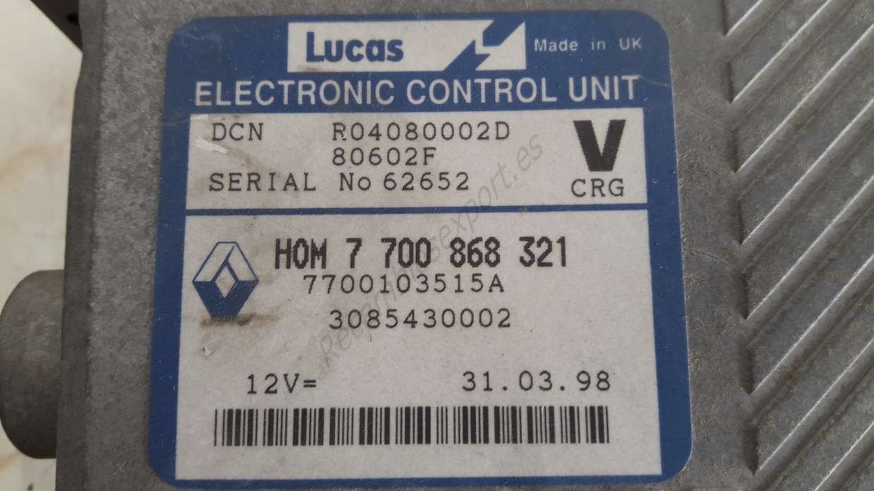 Centralita de motor VOLVO S40 V40 R04080002D HOM7700868321 HOM 7 700 868 321 7700868321 7700103515A - foto 2