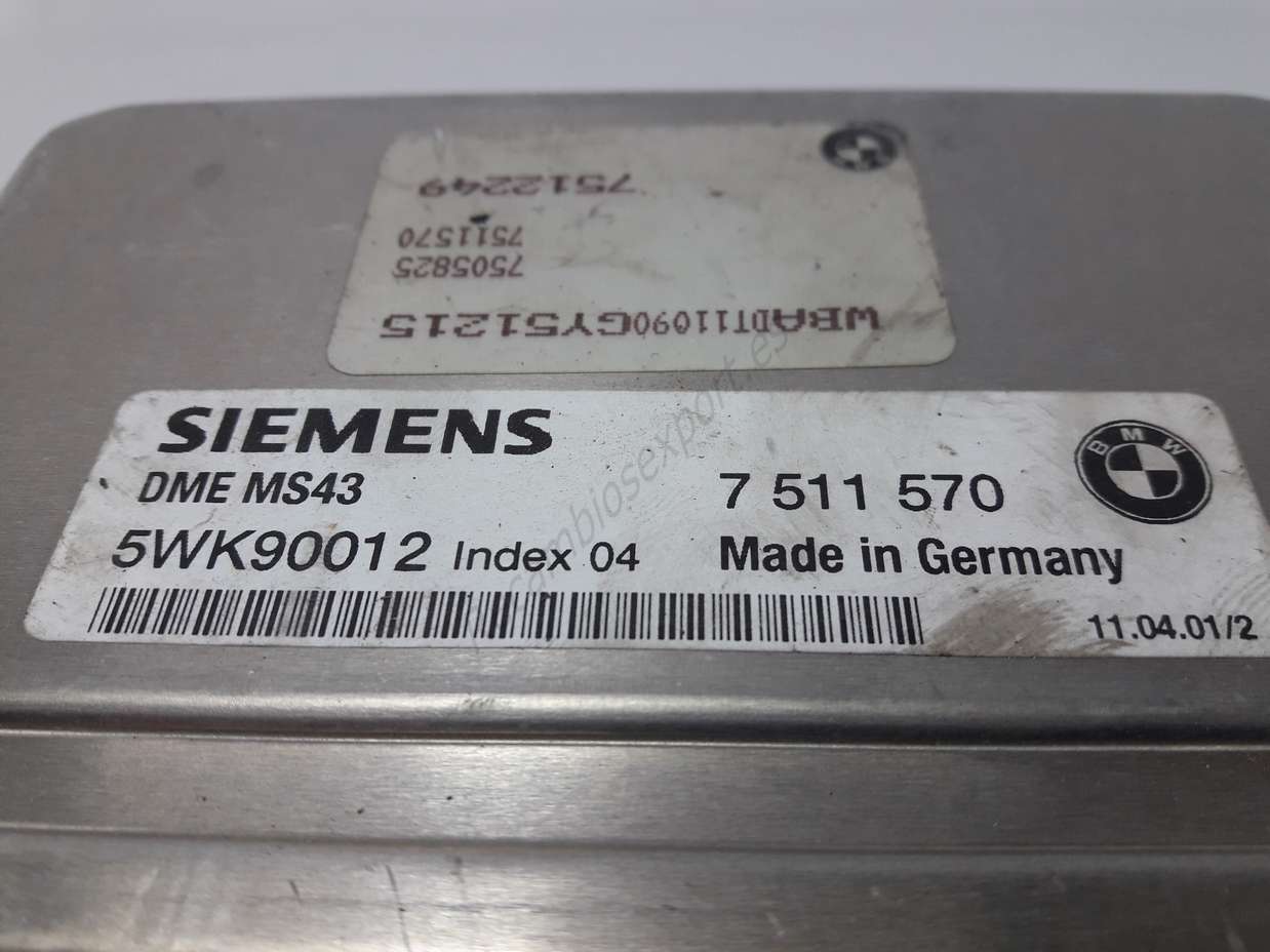 Centralita del motor BMW 7511570 7 511 570 SIEMENS DME MS43 5WK90012 INDEX 04 - foto 2