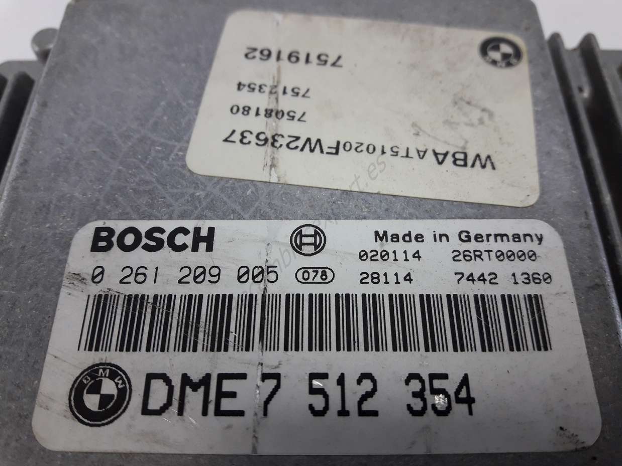 Centralita del motor BMW E46 DME 7512354 7 512 354  DME7512354 BOSCH 0261209005 0 261 209 005 26RT0000 - foto 2