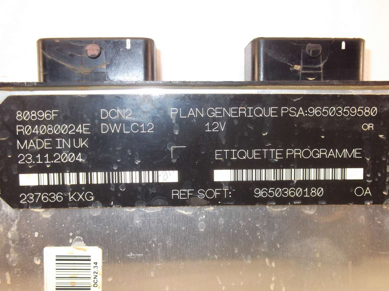 Centralita del motor Citroen R04080024E 9650359580 9650360180 DCN2 DWLC12 - foto 2