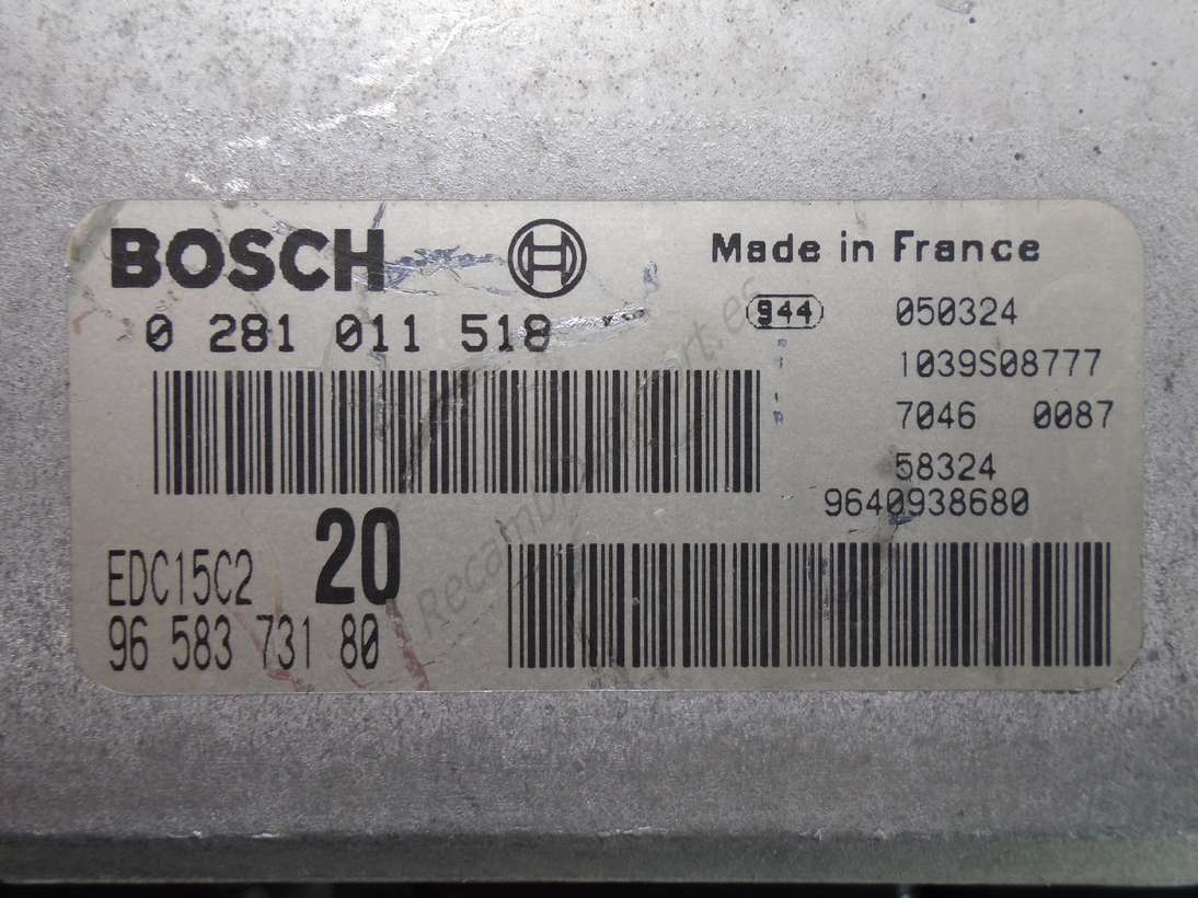 Centralita del motor Citroen Xsara Picasso 96 583 731 80 9658373180 EDC15C220 BOSCH 0 281 011 518 0281011518 - foto 2
